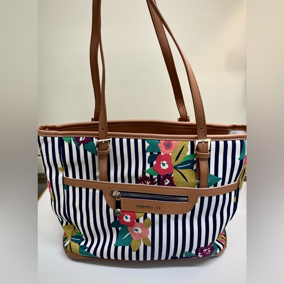 Spartina 449 Handbags - Spartina 449 Navy Floral Stripe Tote